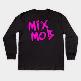 Mix Mob Lettering Logo (Pink) Kids Long Sleeve T-Shirt